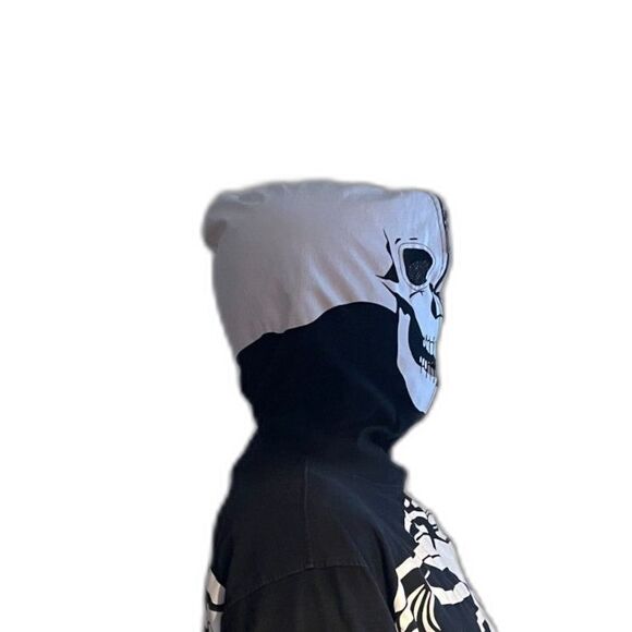 LRG Dead Serious Zip Up Skeleton Hoodie Size Men's XL Black & White Glow in Dark - Picture 7 of 13